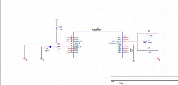 encender y apagar un led con pic 16f877a mplab